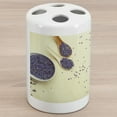 thumbnail image 1 of Herb Ceramic Toothbrush Holder, Dry Lavender in Spoons and Bowl and Spring Botany Fresh Purple Flower Bouquet, Decorative Versatile Countertop for Bathroom, 4.5" X 2.7", Cream Laurel Green, 1 of 4