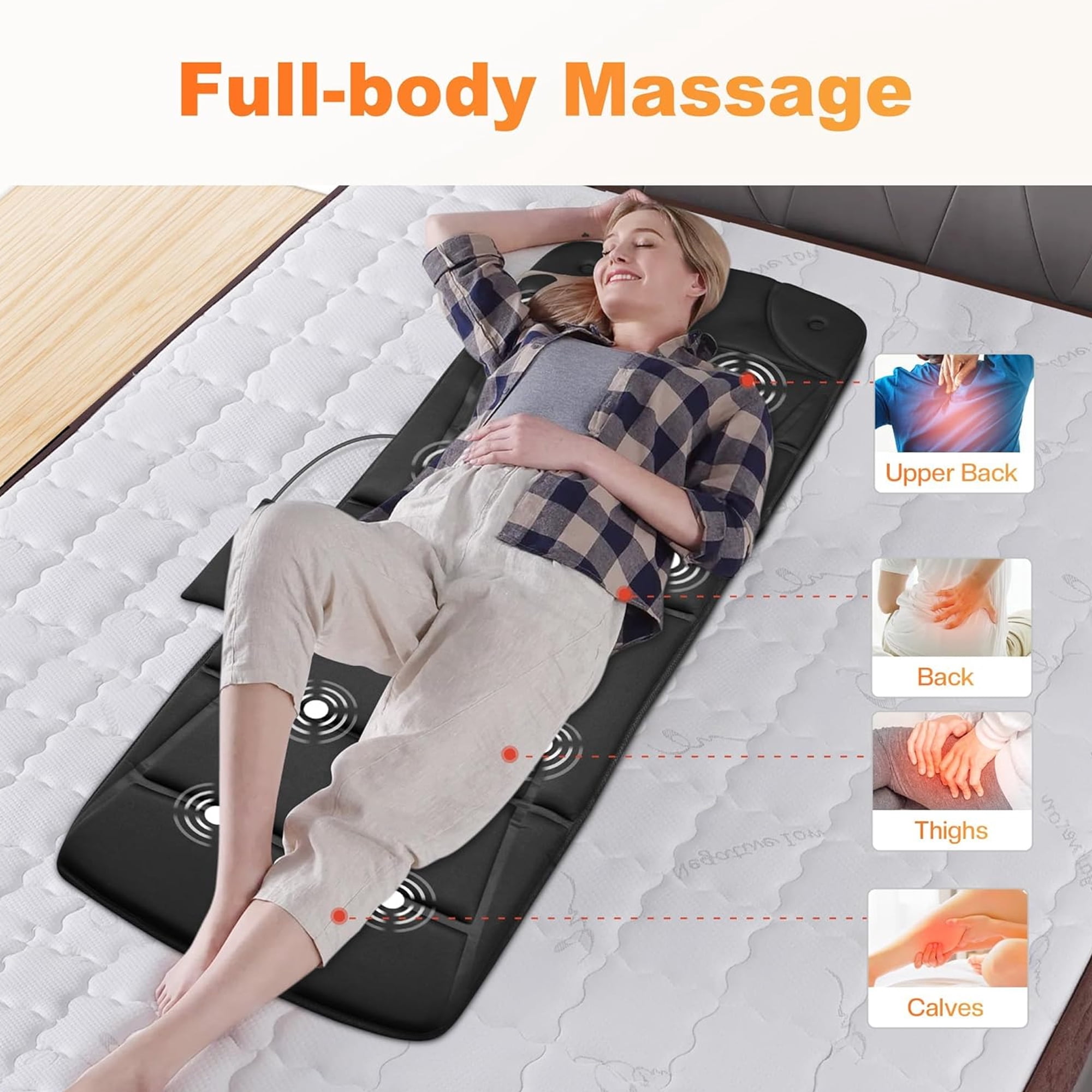 Daretodo Full Body Massage Mat with Heat, Vibration Back Massage Pad, Full Body Massager for Neck Back Pain, Massage Mattress Pad, Gifts for Men Women
