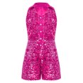 thumbnail image 1 of Raenseen Girls Sequin Glitter Mini Romper Short Collared Neck Sparkly Sleeveless Button Down Hot Red 14, 1 of 5