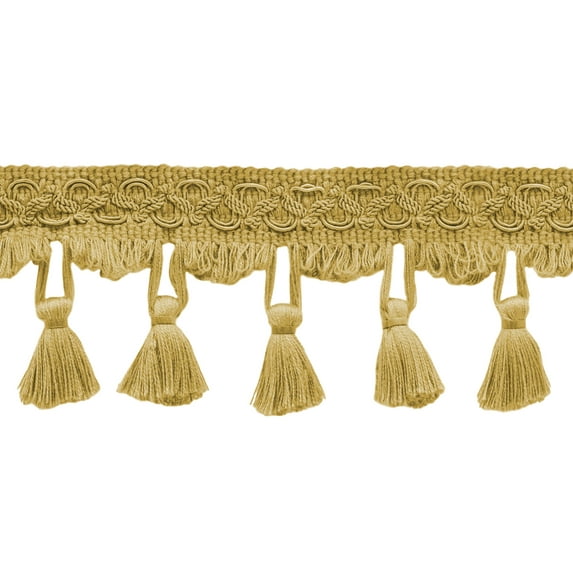 6 Yard Value Pack - 2.5 Inch Coin Gold Tassel Fringe Trim / Basic Trim Collection / Style# TFEMP3 (21910) / Color: D03 (18 Ft / 5.5 Meters)