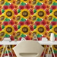 thumbnail image 2 of Ambesonne Floral Peel & Stick Wallpaper for Home, Sunflowers and Gerbera Art, 13"x72", Earth Yellow and Dark Fuchsia, 2 of 5