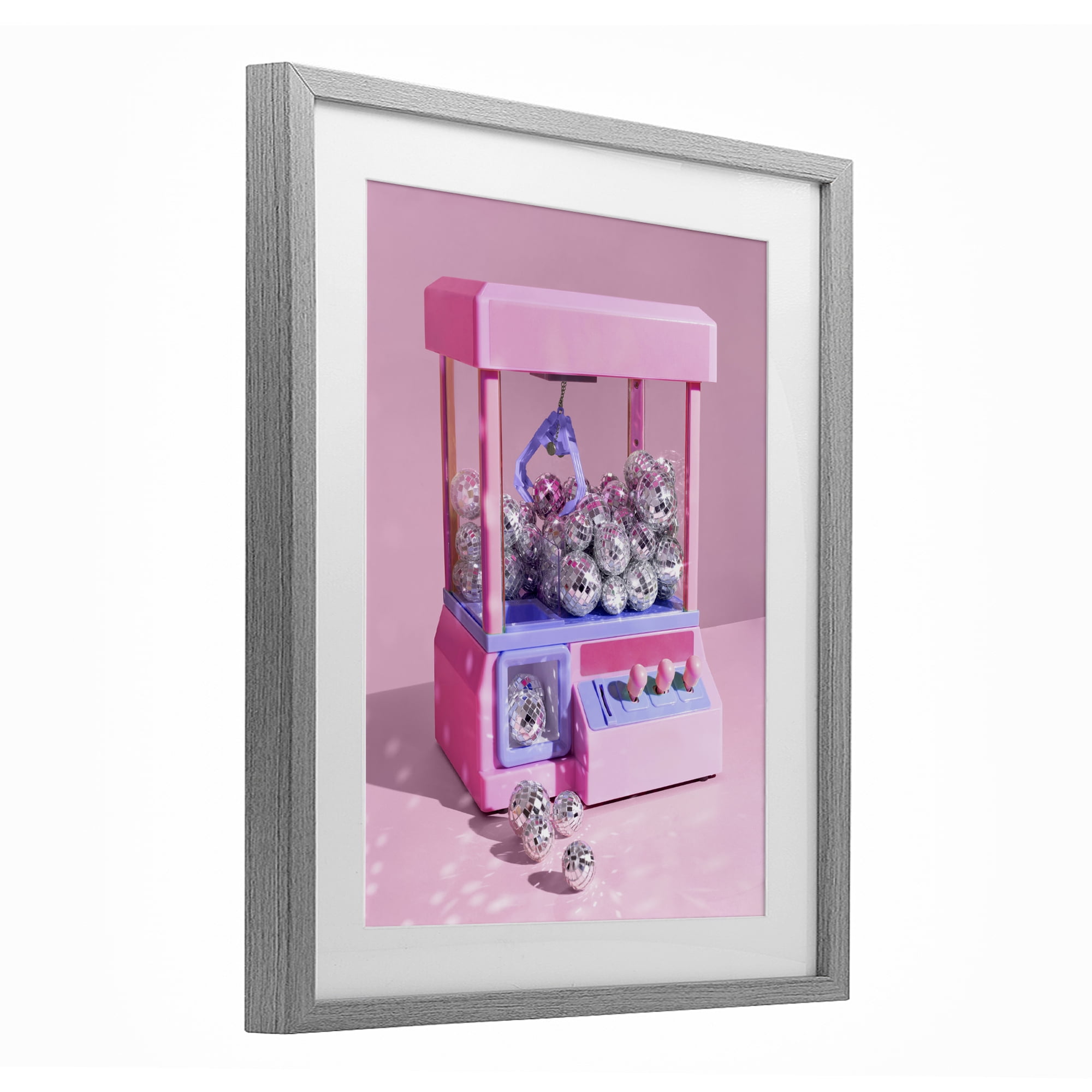 Stupell Industries Disco Ball Claw Machine Gray Framed Print Under Glass, design by LISH Creative