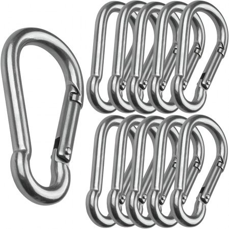 TALENO 10 Pack 4 Inch Spring Snap Hook Stainless Steel 304 Carabiner Clips Heavy Duty Quick Link Hook for Outdoor Camping Hiking Hammock Swing (M10 x 100 mm)