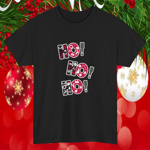 Festive Ho Ho Ho Christmas Design With Gift Boxes Unisex T-Shirt, up to size 5XL