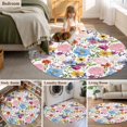 thumbnail image 6 of Colorful Floral Spring Large Area Rugs for Bedroom Living Room, Soft Non Slip Carpet Bedside Rug, Country Watercolor Botanical Round Floor Cover Kitchen Accent Rug 5' for Dining Room/Office, 6 of 9