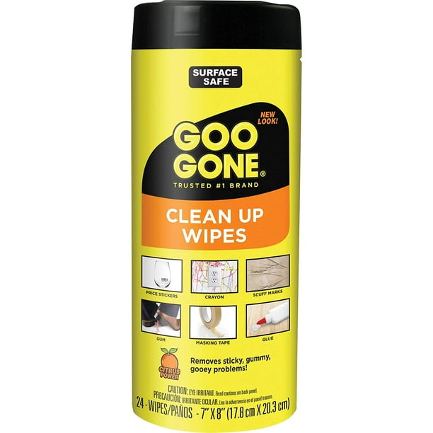 Goo Gone Clean Up Wipes Adhesive Remover 24 Count Removes Adhesive