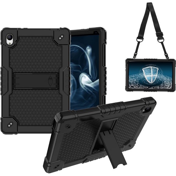 SOATUTO for Urao C107/Jeazans OC101/C107 10.1 Inch Tablet Case Hybrid Shockproof Kids Friendly with Stand Cover for HiGrace C107/ZOFYWNAS C107/Freeski C107/Pswarfd 10.1 inchTablet (Black)