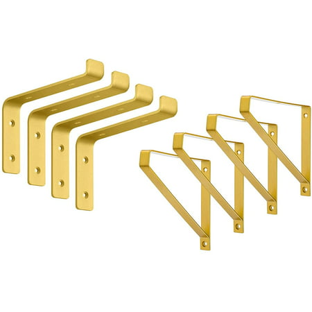 8pcs Shelf Brackets Gold Metal Heavy, Open Shelving Brackets Gold