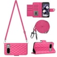 thumbnail image 3 of SaniMore Case for Google Pixel 8A, PU Leather 3D Lattice Stylish for Girls Crossbody Lanyard Flip Kickstand Card Slots Cash Pocket Magnetic Clasp Full Body Protective Shockproof Wallet Shell, Rose, 3 of 9