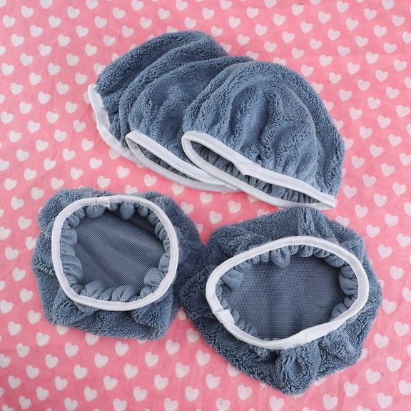 HEMOTON 5 PCS Car Polishing Waxing Coral Fleece Bonnets Pads - 9-10 inch (Grey)