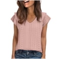 thumbnail image 3 of Gufahion Womens Summer Tops Ruffle Short Sleeve Tunic Tops V Neck Casual Tshirts Work Outfits, 3 of 8