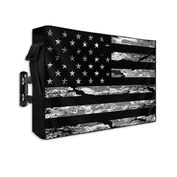 American Rustic Flag, Outdoor TV Cover 30 to 32 Inch Waterproof, Independence Day USA Star Stripes Flag 600D Oxford TV Covers with Zipper, Outside Flat TV Screen Protector 30"Wx19"Hx4.5"D