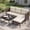 Brown/Beige, variant on Tappio 5 Piece Patio Furniture Sets, Outdoor Patio Set Sectional Sofa, All-Weather PE Rattan Outdoor Couch with Cushion and Glass Table for Garden, Backyard, Porch, Black/ Beige