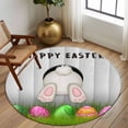 thumbnail image 2 of Round Rug 5Ft Washable Non-Slip, Grey Bunny Easter Circle Area Rugs for Living Room Bedroom, Green Pink Eggs Rabbits Farmhouse Indoor Floor Mats Carpet Runner for Home Decor Aesthetic, 2 of 8