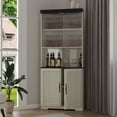 thumbnail image 5 of FENGFAN 5 Tiers Corner Wine Storage Cabinet Tempered Glass Door MDF White 30.35x70.86x16.92 in 1 Pack, 5 of 9