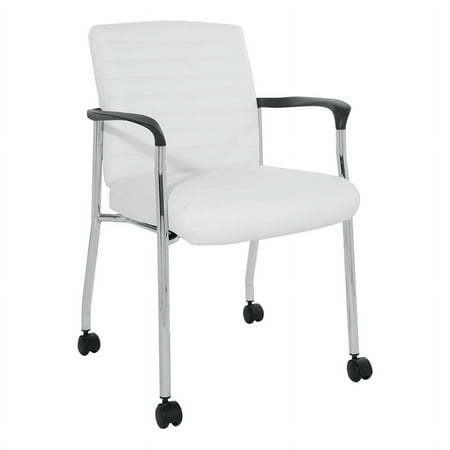 UPC: 0090234483434 | Guest Chair in White Faux Leather with Chrome Frame