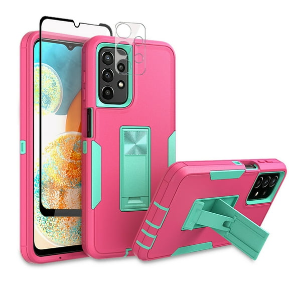 Xhy Samsung Galaxy A23 5G Case with Screen and Lens Protector Magnetic Car Mount Kickstand Military Grade Double Layer Drop Protection Rugged Durable for Galaxy A23 5G Phone - Rose red&Green