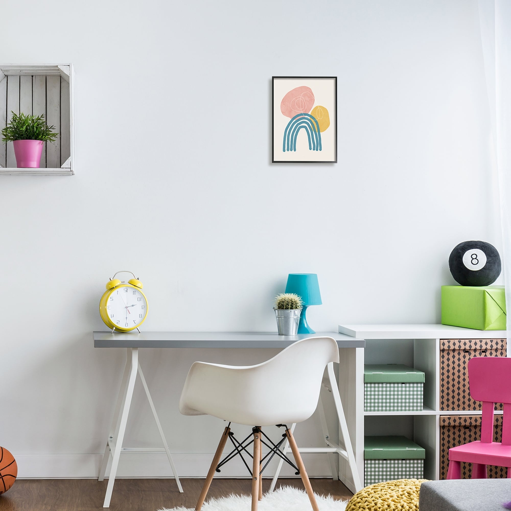 Stupell Industries Abstract Over Rainbow Soft Contemporary Shapes Paint Doodle,24 x 30, Design by Nina Blue