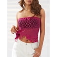 thumbnail image 3 of hirigin Women's Summer Bandeau Tops, Strapless 3D Flower Solid Color See-Through Knit Tube Tops, 3 of 9