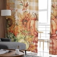 thumbnail image 4 of Sheer Curtains 72 inches Long, Fall Thanksgiving Pumpkin Sunflower Leaf Yellow Plaid Linen Sheer Window Curtains Rod Pocket Voile Drapes for Bedroom Living Room, 52"W x 72"L 2 Panels, 4 of 7