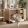 thumbnail image 3 of WHIFEA Hidden Cat Litter Box Enclosure with Flip-Up Door & Pull-Out Drawer – Multi-Functional Cat Washroom Furniture, Indoor Cat House and Stylish Pet Cabinet,White, 3 of 11