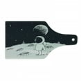 thumbnail image 1 of Astronaut Cutting Board, Astronaut Walking on the Moon Space Stars Cartoon Hand Drawn Art, Decorative Tempered Glass Cutting and Serving Board, Wine Bottle Shape, Black White, by Ambesonne, 1 of 1