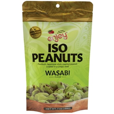 Enjoy Iso Wasabi Peanuts (7oz), Coated Peanuts, Resealable Bag, Contains Peanuts, and Wheat