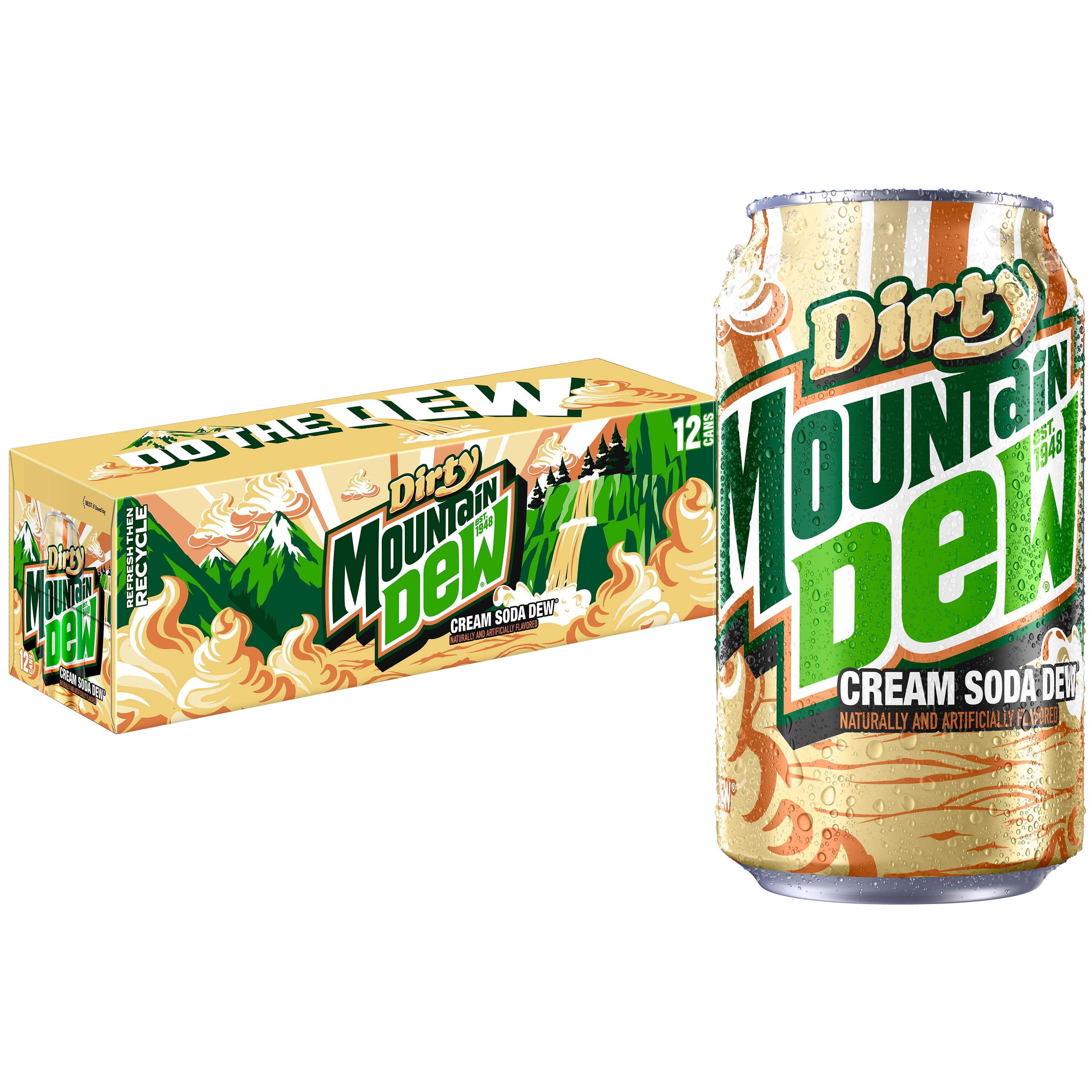 Mountain Dew Dirty Dew Cream Soda 12 fl oz 12 pack Cans - Walmart.com