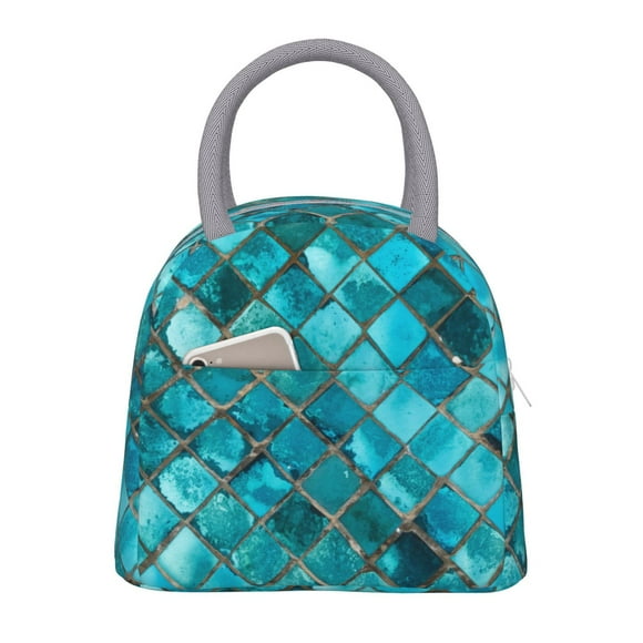 Disketp Square Glass Mosaic Bolsa Térmica para Almuerzo, Lonchera con Abertura Amplia y Gran Capacidad, Organizador Reutilizable para Mujeres, Hombres y Adultos