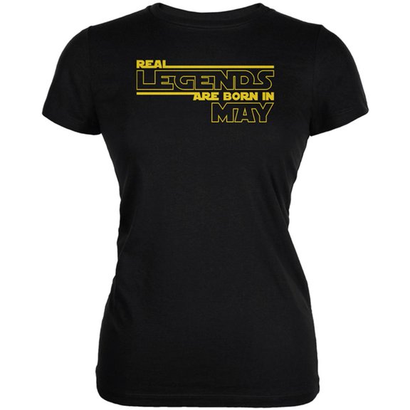 Real Legends are Born in May Juniors Soft T Shirt Black MD