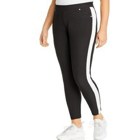 Michael Kors Women's Plus Track Stripe Five-Pocket Leggings Black Size 2X