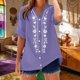 thumbnail image 2 of Camisetas de Cuello en V de Manga Corta para las Mujeres Casual Suelto Cuello Redondo Blusa de Verano Camisetas Cuello en V de las Mujeres, 2 of 7