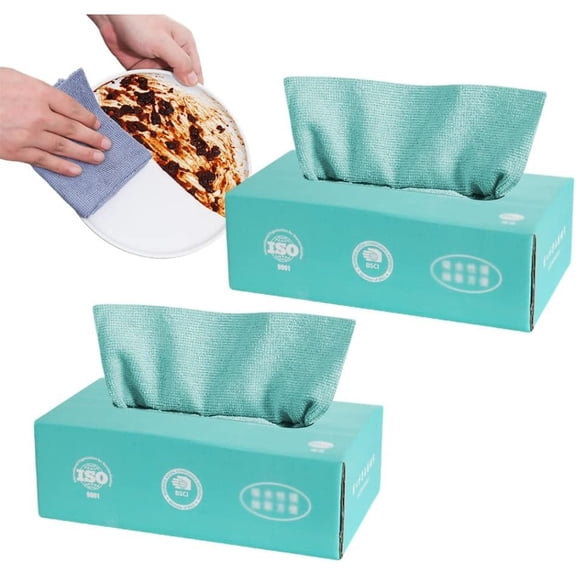 2PCS Pull-out Absorbent Microfibre Cloths, Reuseable Cleaning Cloth Thickened Magic Wipe Home Kitchen Car Multi-Functional Cleaning Rag, Microfiber Towels Rags for Kitchen, Window, Glass