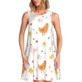 thumbnail image 1 of Balery Funny Chicken Vestidos de verano para mujer con estampado: vestido holgado sin mangas, vestido playero informal y cómodo para días calurosos., 1 of 7