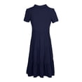 thumbnail image 6 of JBXKXYW Sundresses for Women 2024 Women's Button Up Shirt Summer Casual Short Sleeved V Neck Solid Color Midi Dress Dress Sundress Plus Size Dress (Blue,XL), 6 of 6