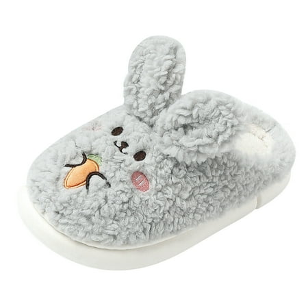 

Women Walking Shoes Women Slip On Furry Plush Flat Home Winter Round Toe Keep Warm Cartoon Rabbit Slippers Shoes slipper for Women Plush Grey