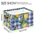 thumbnail image 4 of Yayeee Canvas Storage Basket with Handles for Shelves Fabric Bins Closet Organizer, Blue Plaid Lemon, 4 of 8