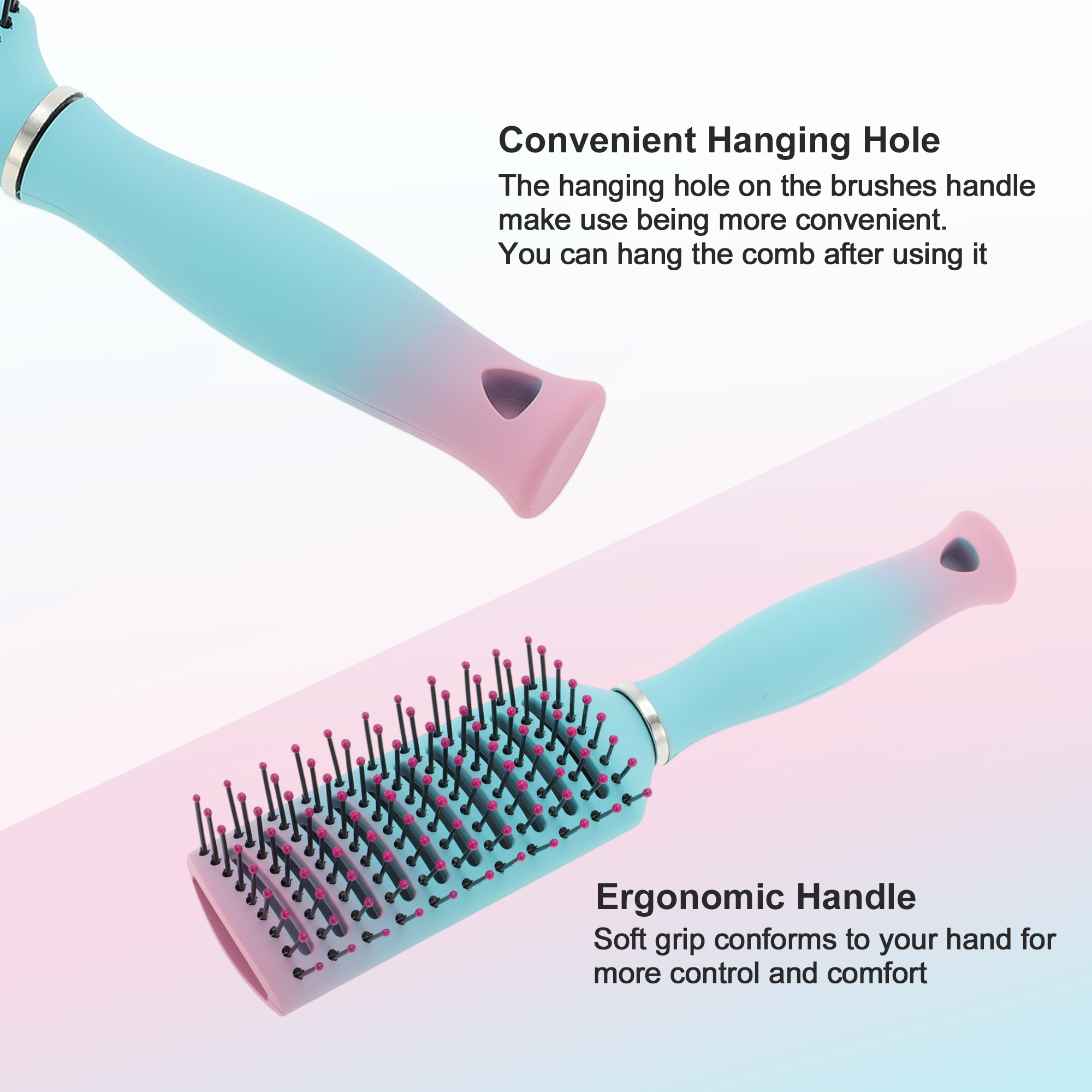 Unique Bargains Vented Hair Brush with Ergonomic Design Lake Blue