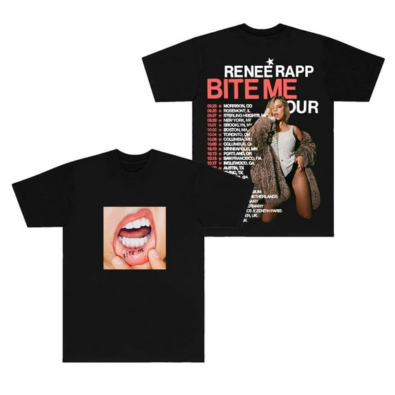Renee Rap Bite Me Tour 2025 Merch T-Shirts Crewneck Short Sleeve Women Men HipHop Streetwear Tee