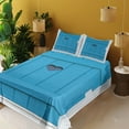 thumbnail image 3 of Ambesonne Vintage Fitted & Top Sheet Set with Shams, Bohemian Italian Heart, White Turquoise, 3 of 5