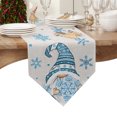 thumbnail image 4 of Table Runner Dresser Scarves Merry Christmas Cute Farm Dwarf Cotton Linen Burlap Table Cover Blue Snowflake on Linen Table Runners for Family Kitchen Dining Holiday Party Banquet Decor, 4 of 5