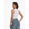 thumbnail image 5 of 3-pack White Womens Sleeveless Racerback High Neck Casual Basic Ribbed Fitted Tank Top, 5 of 6