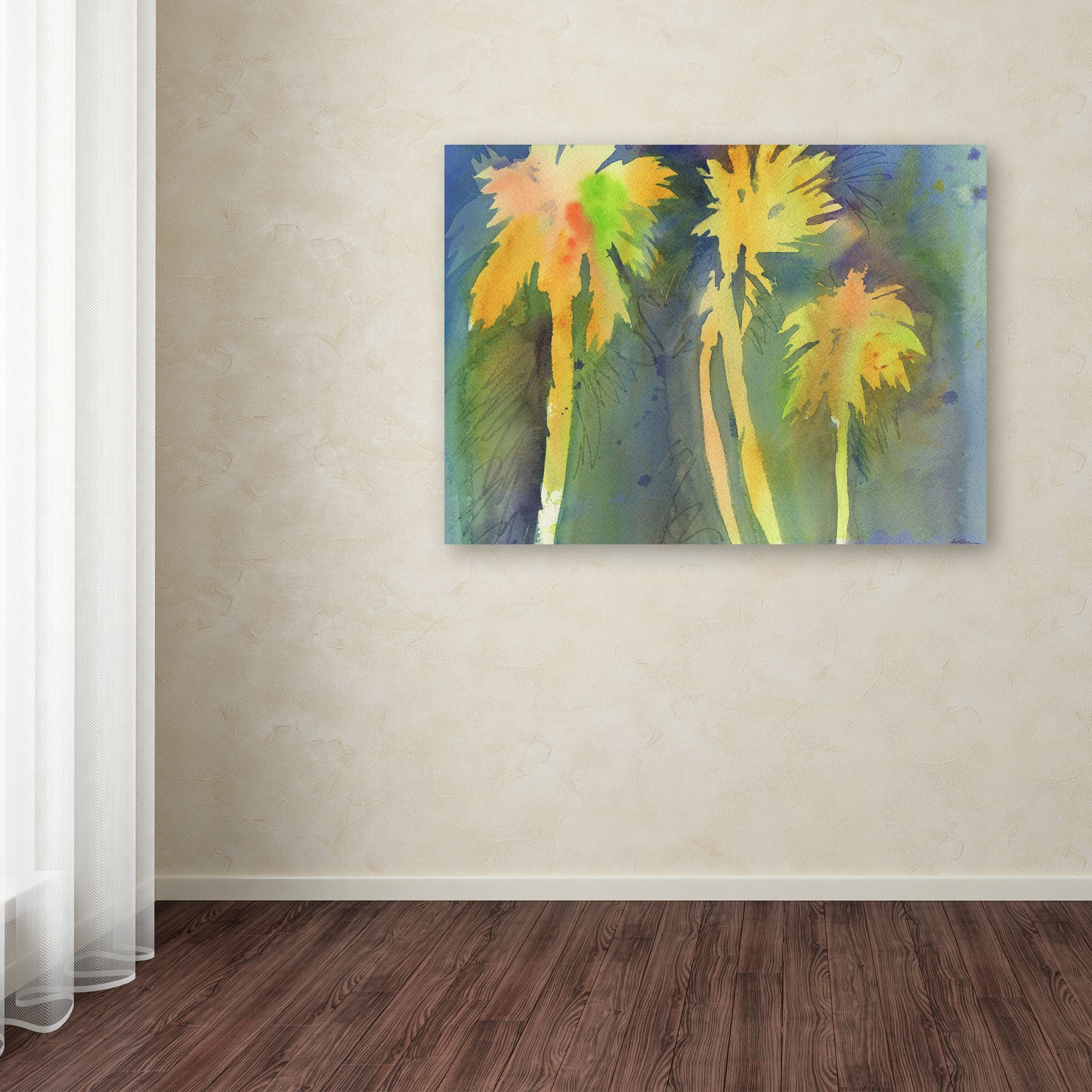 Trademark Fine Art "Night Palms 3" Canvas Art by Sheila Golden