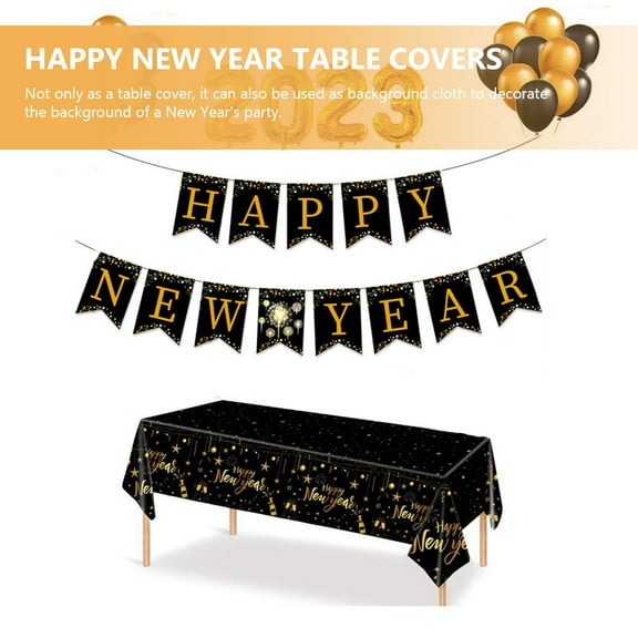 OATIPHO 3Pcs New Year Table Cloth Disposable Pe Cover for Dining Table Use
