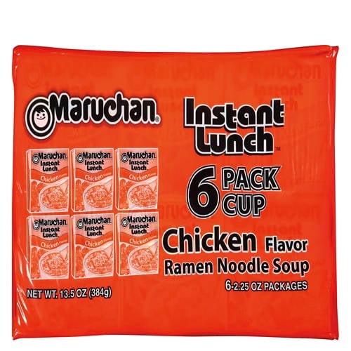 Instant Lunch Ramen Noodle Soup Cups, Chicken Flavor, 6 count Package May Vary