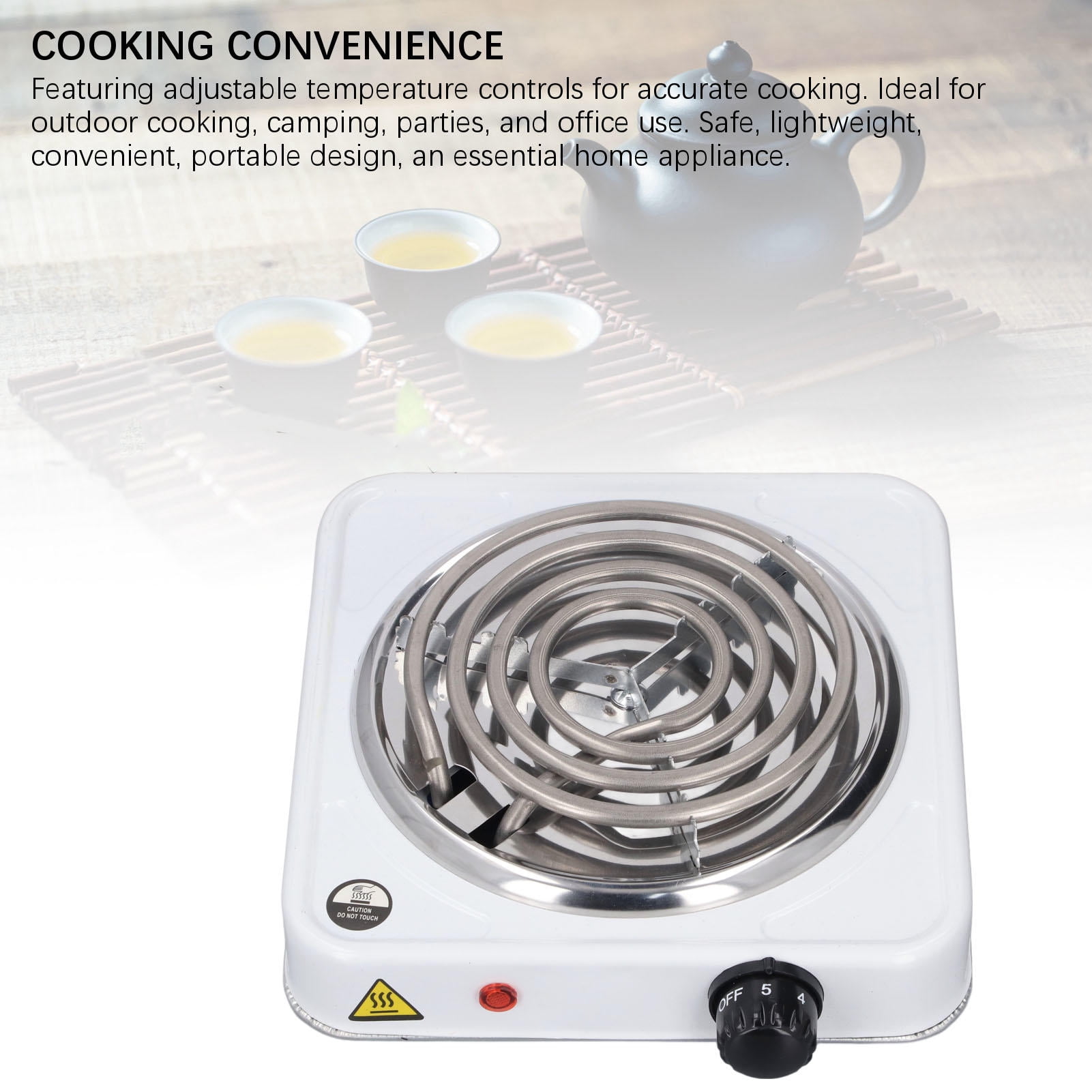 Suodoka 1500W Portable Single‑Coil Electric Hot Plate – Adjustable Temperature, Compact Countertop Stove for Coffee, Tea, Boiling & Warming