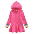thumbnail image 4 of AUNVITO Girls Hooded Dress Long Sleeve Solid Color Casual and Comfortable Everyday Wear, 4 of 4