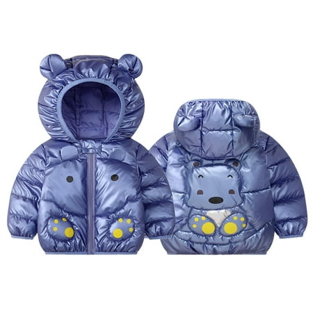 

Toimothcn Toddler Boys Girls Jackets Cute Cartoon Bear Printed Hooded Puffer Jacket Warm Thickened Fleeced Zipper Up Casual Padded Outerwear With Pockets Pullover Loose Fit