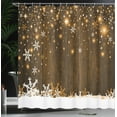 thumbnail image 4 of Ambesonne Christmas Shower Curtain, Wood and Snowflakes, 69"Wx75"L, Brown White, 4 of 5