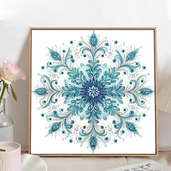 5D DIY Diamond Painting Kit Blue Snowman Theme Unique Diamond Shapes Handcrafted Artwork for Beginners and Adults Perfect for Home Wall Decor and Holiday Gifts